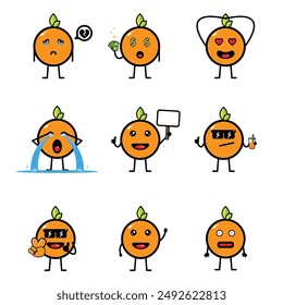 character mascot design orange set