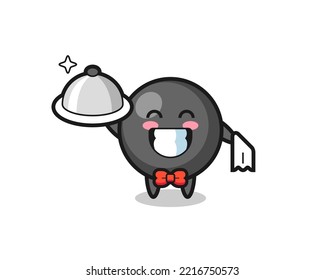 Character mascot of dot symbol as a waiters , cute design