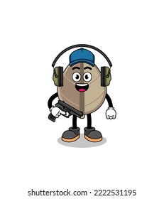 Character mascot of dried leaf doing shooting range , character design