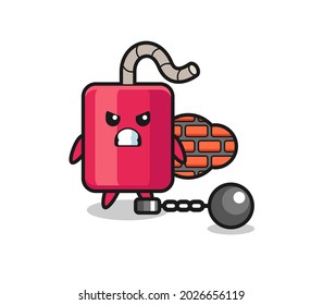 Mascota de caracteres de dinamita como prisionero, diseño de estilo lindo para camiseta, pegatina, elemento logo