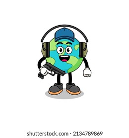 Character mascot of earth doing shooting range , character design