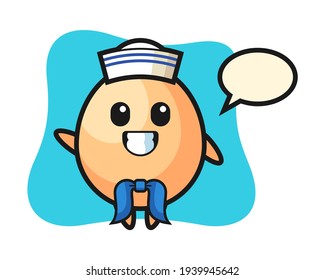 Character mascot of egg as a sailor man