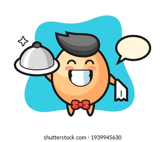 Character mascot of egg as a waiters