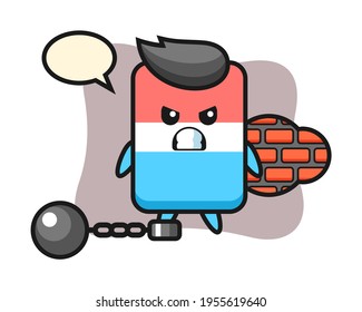 Character mascot of eraser as a prisoner, cute style design for t shirt, sticker, logo element
