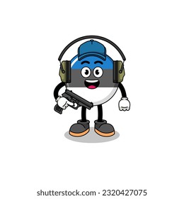 Character mascot of estonia flag doing shooting range , character design