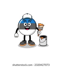 Character mascot of estonia flag as a painter , character design
