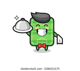 Character mascot of football field as a waiters , cute style design for t shirt, sticker, logo element