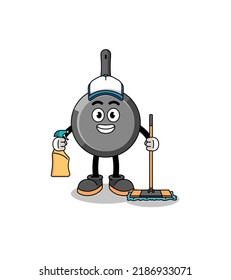 Character mascot of frying pan as a cleaning services , character design
