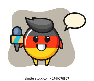 Character mascot of germany flag badge as a news reporter, cute style design for t shirt, sticker, logo element