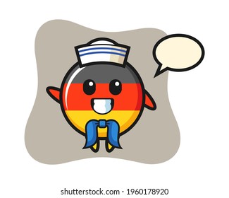 Character mascot of germany flag badge as a sailor man, cute style design for t shirt, sticker, logo element