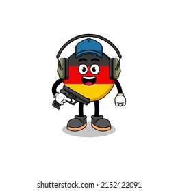 Character mascot of germany flag doing shooting range , character design