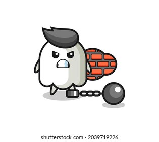 Character mascot of ghost as a prisoner , cute style design for t shirt, sticker, logo element