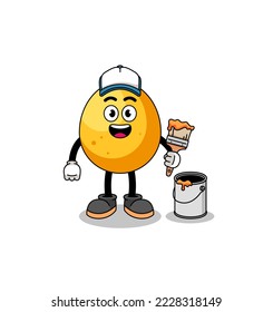 Character mascot of golden egg as a painter , character design