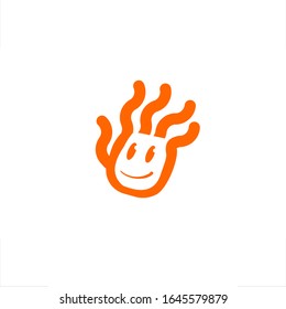 personaje o mascota de la mano con cara