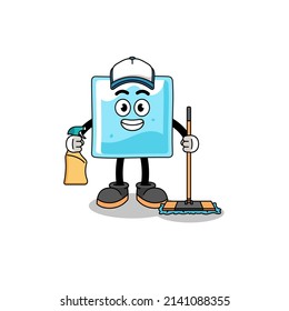 Mascota de caracteres del bloque de hielo como servicios de limpieza , diseño de caracteres