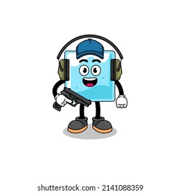 Character mascot of ice block doing shooting range , character design