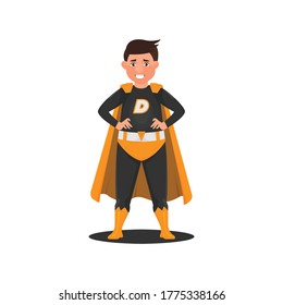 character, mascot, icon superhero daddy with costume and cloak