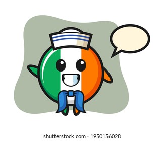 Character mascot of ireland flag badge as a sailor man, cute style design for t shirt, sticker, logo element