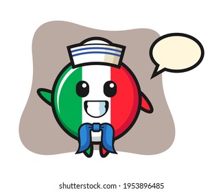 Character mascot of italy flag badge as a sailor man, cute style design for t shirt, sticker, logo element