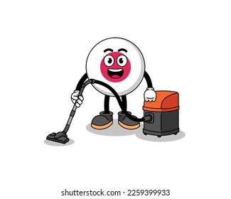 Character mascot of japan flag holding vacuum cleaner , character design