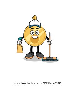Character mascot of key as a cleaning services , character design