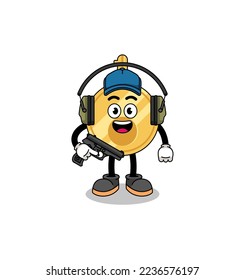 Character mascot of key doing shooting range , character design