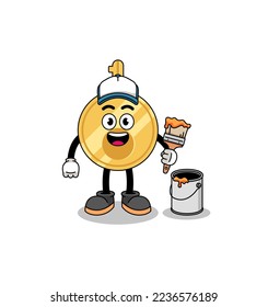 Character mascot of key as a painter , character design