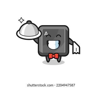 Character mascot of keyboard button as a waiters , cute design