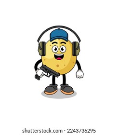 Character mascot of langsat doing shooting range , character design