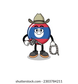 Character mascot of laos flag as a cowboy , character design