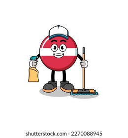 Character mascot of latvia flag as a cleaning services , character design