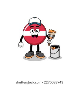 Character mascot of latvia flag as a painter , character design