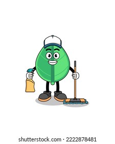 Mascota de caracteres de la hoja como servicio de limpieza , diseño de caracteres
