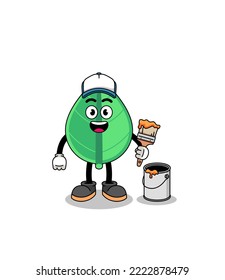 Mascota de caracteres de la hoja como pintor , diseño de caracteres