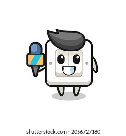Character mascot of light switch as a news reporter , cute style design for t shirt, sticker, logo element