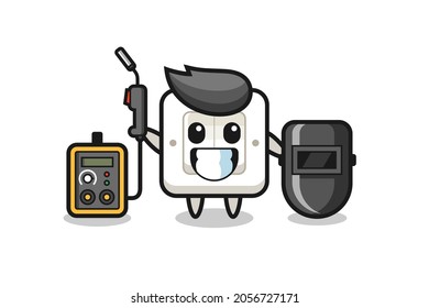 Character mascot of light switch as a welder , cute style design for t shirt, sticker, logo element