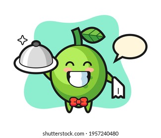 Character mascot of lime as a waiters, cute style design for t shirt, sticker, logo element