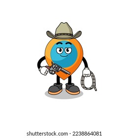 Character mascot of location symbol as a cowboy , character design