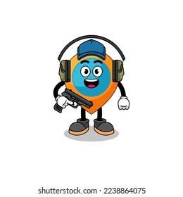 Character mascot of location symbol doing shooting range , character design