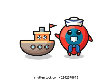 Character mascot of location symbol as a sailor man , cute design