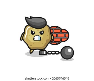 Mascota de caracteres de taburetes sueltos como prisionero, diseño de estilo lindo para camiseta, pegatina, elemento logo