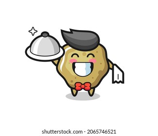 Character mascot of loose stools as a waiters , cute style design for t shirt, sticker, logo element