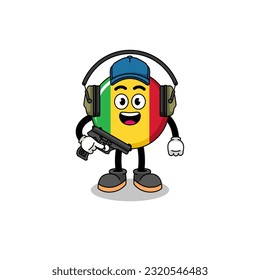 Character mascot of mali flag doing shooting range , character design