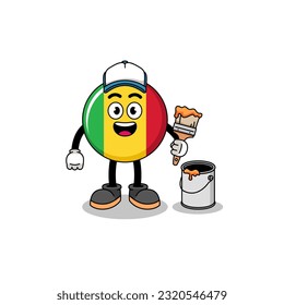Mascota de caracteres de la bandera malí como pintor , diseño de caracteres