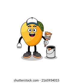 Character mascot of mango fruit as a painter , character design