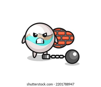 Character mascot of marble toy as a prisoner , cute design