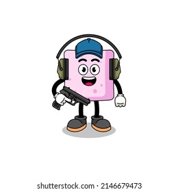 Character mascot of marshmallow doing shooting range , character design