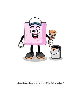 Character mascot of marshmallow as a painter , character design