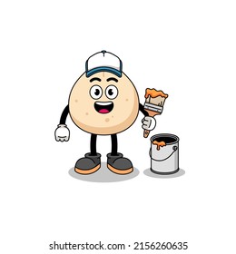Mascota de caracteres del pan de carne como pintor , diseño de carácter