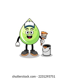Character mascot of melon juice as a painter , character design